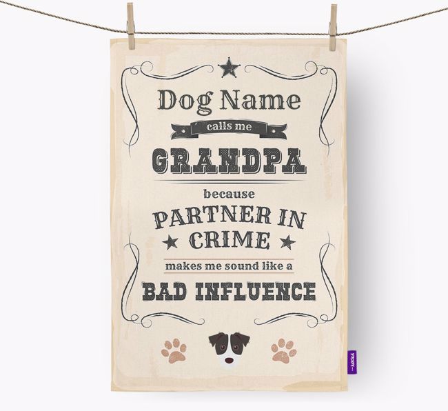 Bad Influence Grandpa: Personalized {breedFullName} Dish Towel